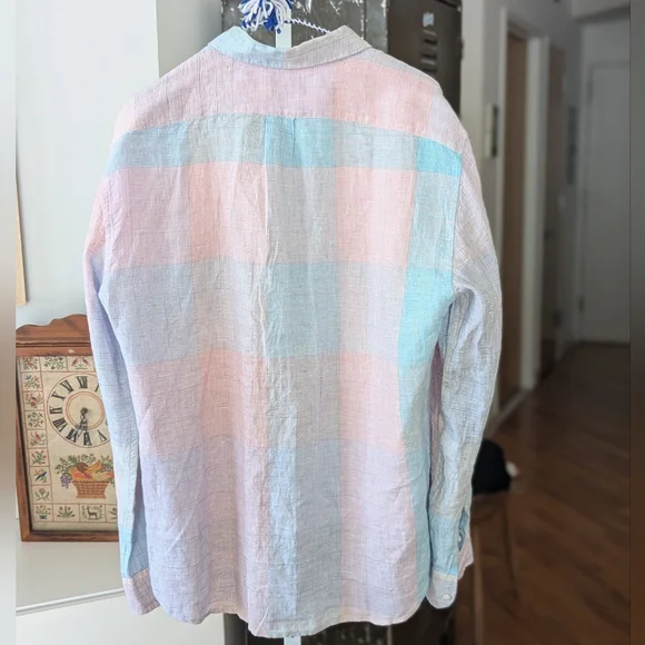 J. Crew Pastel Plaid Baird McNutt Button Down Shirt L - Picture 7 of 8